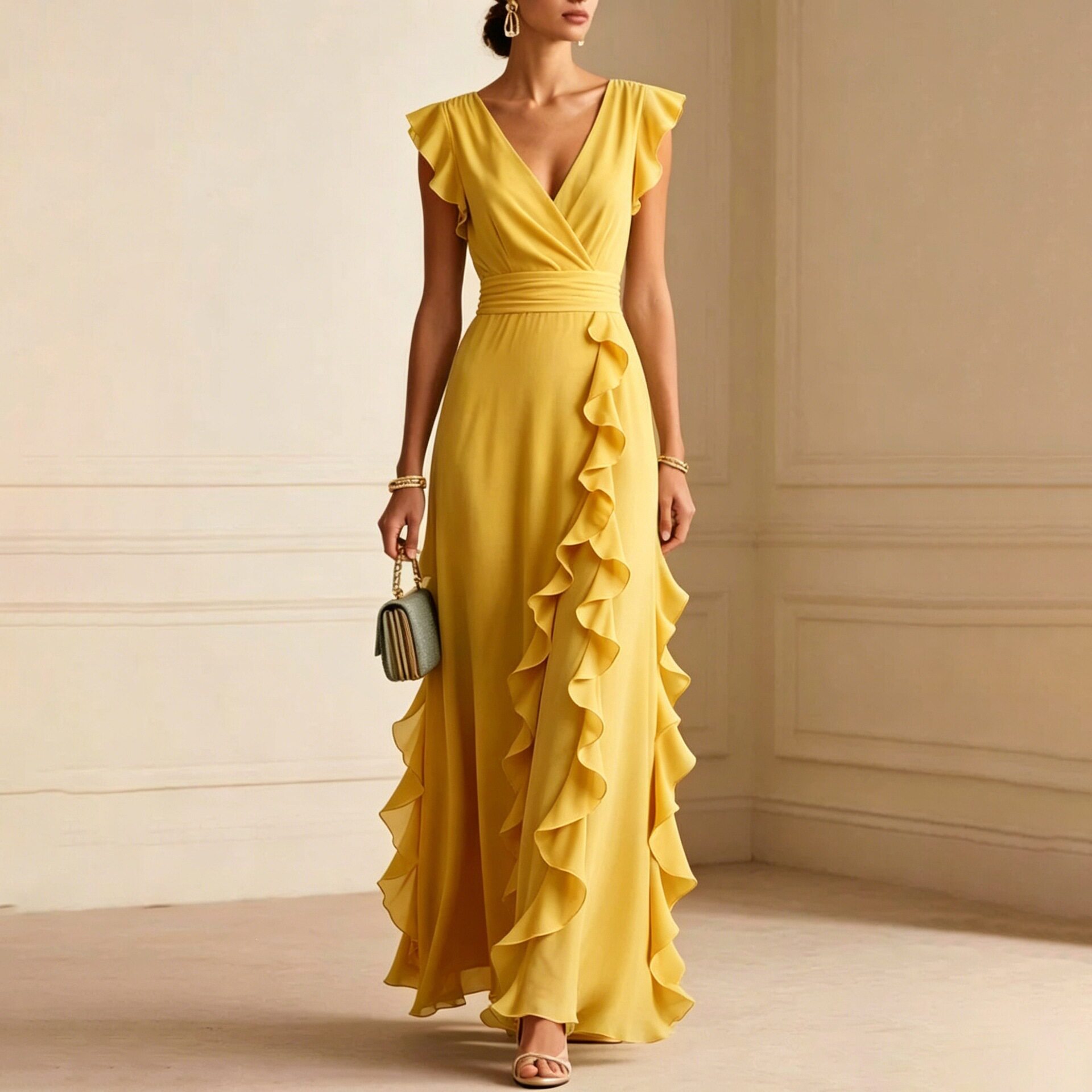 Elegant Womens Dress High End Design Solid Color French Style Perfect for Daily Wear and Special Occasions