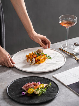 Steak Plate Ceramic Plate Household Feeling Tableware Pagia Plate Round Plate Commercial Western Food Plate Dish Sashimi Plate