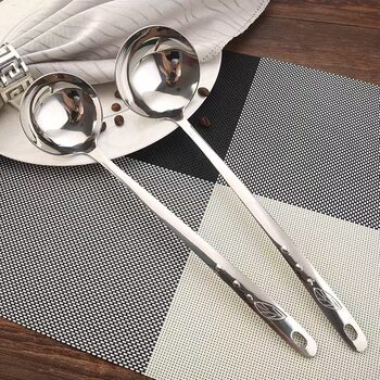 Non-magnetic Stainless Steel Soup Spoon Household Hot Pot Spoon Long Handle Large Soup Spoon Colander Soup Restaurant Spoon