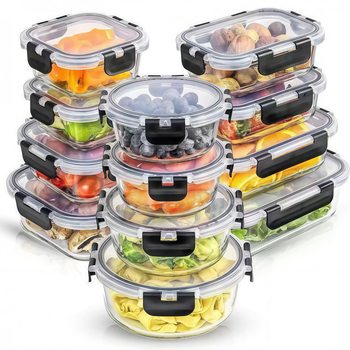 Amazon's Popular 12-Piece Set of Fresh-Keeping Boxes, Storage and Sealing Special Refrigerator Storage Boxes, Transparent Glass Lunch Boxes with Lids