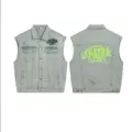 2567 green printed denim jacket
