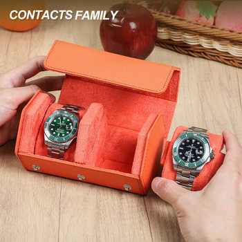 Cross-Grain First-Layer Cowhide Classy Mechanical Watch Storage Box, Two-Position Portable Anti-Scratch Watch and Watch Box