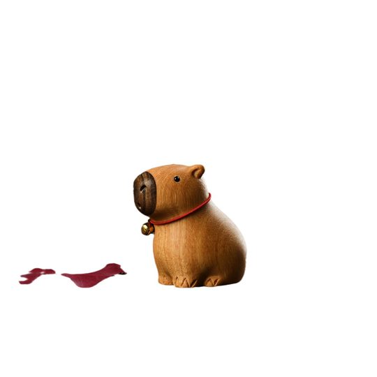 卡皮巴拉黄金檀随身文玩手把件解压治愈创意家居简约木质桌面摆饰