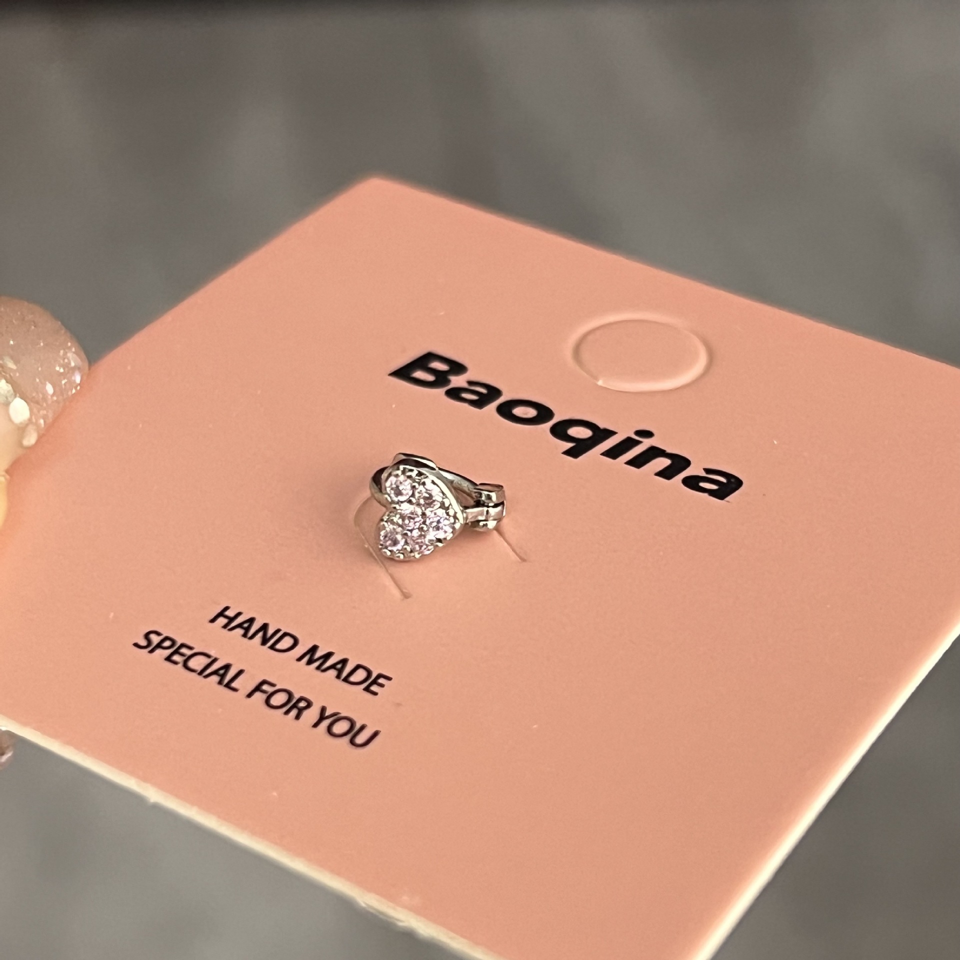 969 ピンクダイヤモンドハートイヤーボーンバックル（シングル）