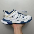 White, blue, black