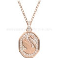 Octagonal swan white diamond rose gold necklace