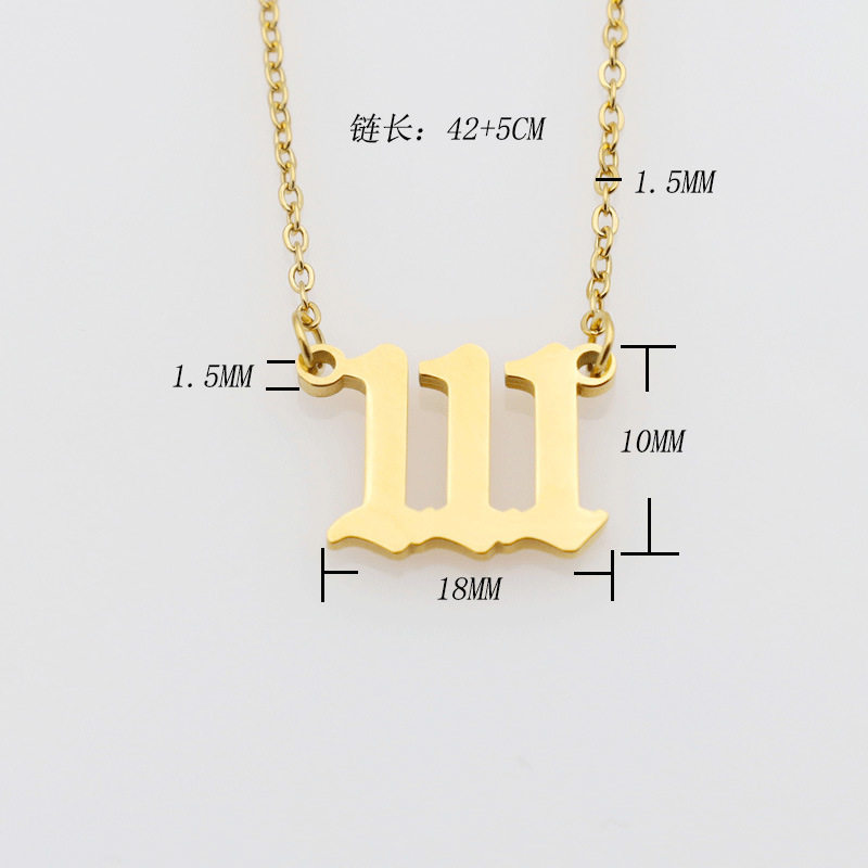 Ins Style Titanium Steel Clavicle Chain Personalized Angel Digital Necklace Women's 111-999 Stainless Steel Necklace Wholesale Exquisite