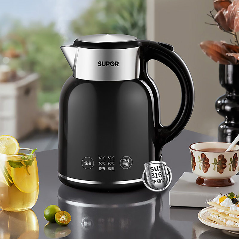 Supor Electric Kettle for Home Use, Insulated Kettle with Automatic Power-Off, 316 Stainless Steel Kettle Sw-17T01A