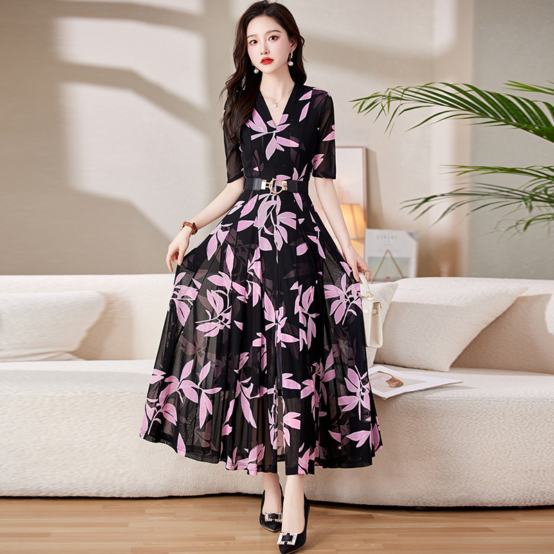 (Mới) Mã K3727 Giá 1530K: Váy Đầm Liền Thân Nữ Hatdi Hàng Mùa Hè Phục Cổ Cổ Điển Họa Tiết Hoa Cổ Chữ V Thời Trang Nữ Chất Liệu G04 Sản Phẩm Mới, (Miễn Phí Vận Chuyển Toàn Quốc).