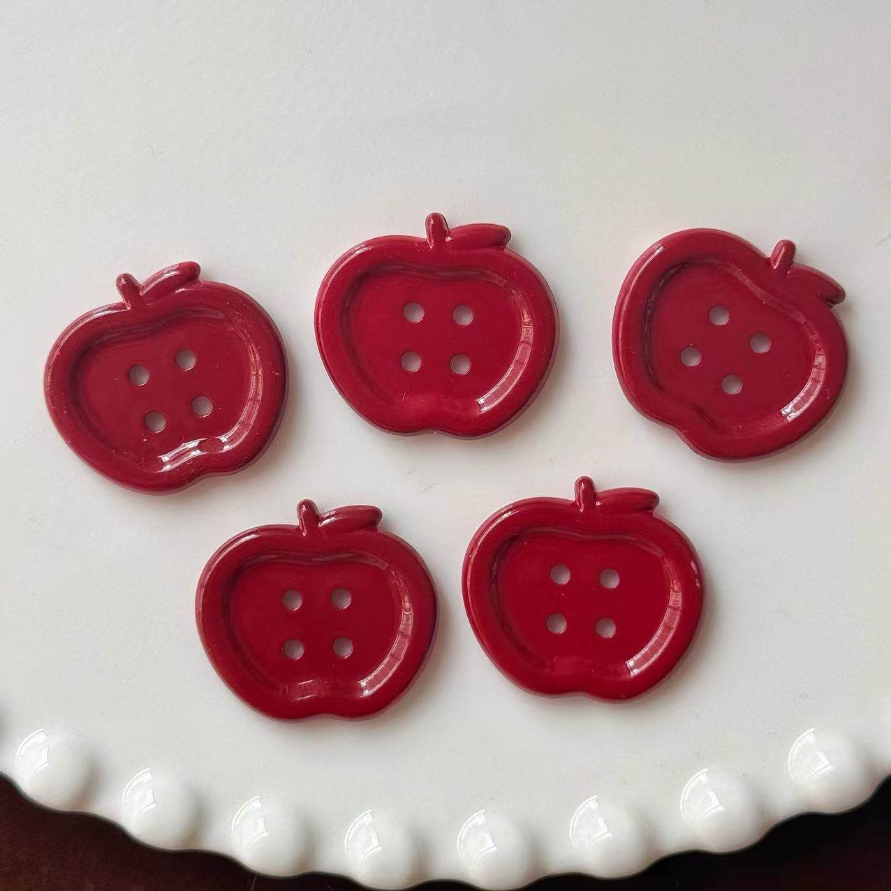 New wine red Apple Button Accessories DIY Handmade Material Headwear Shoes Flower Decoration Patch Phone Case Collocation