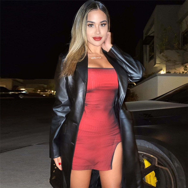 Bodycon Mesh Dress Sexy Fit Open Slit Spaghetti Straps Nightclub Party Wear Wholesale Available