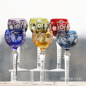Edo Kiriko Retro Spherical Red Wine Glass Champagne Glass Set Color Tall Glass Crystal Glass Whiskey Crystal Glass