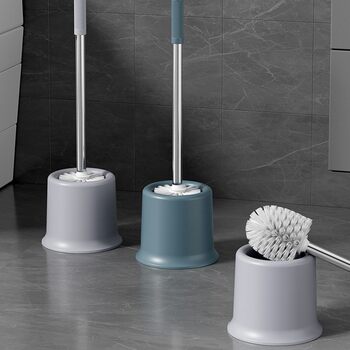 Rustic Toilet Cleaning Brush with Long Silicone Handle, Bathroom Toilet Brush, No Dead Angle Toilet Brush Set