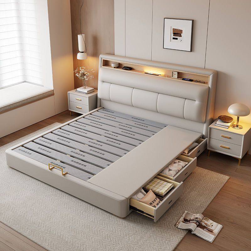 Home Modern Minimalist Bed Home Double Master Bedroom Soft-Packed Edge Small Apartment Multi-Functional Storage Wedding Bed