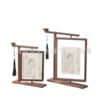 New Chinese Style Rotating Photo Frame Double-Sided Solid Wood Transparent Calligraphy Framed Picture Frame Black Walnut Retro Table Decoration Frame
