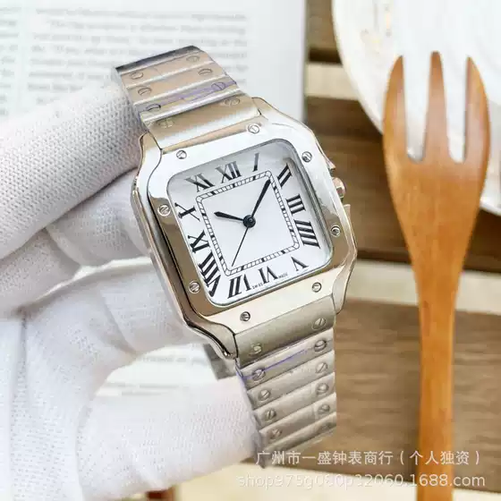 Foreign Trade Santos Watch Couple Model Little Cheetah Dumont Series Baked Blue Needle Fully Automatic Mechanical Watch Cross-Border Wholesale
