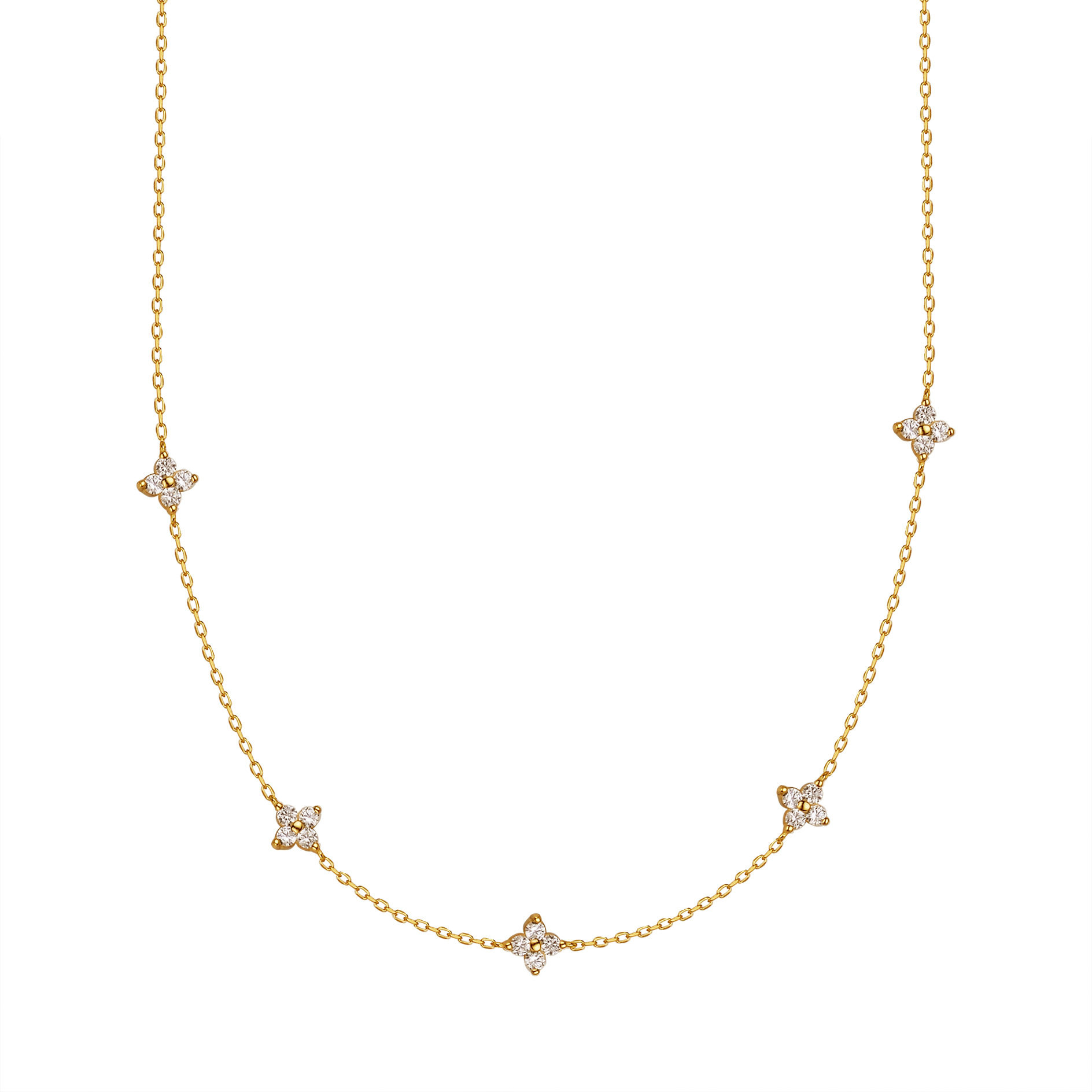 S925 sterling silver four-leaf clover necklace women's light luxury temperament high-end all-match clavicle chain gypsophila new jewelry