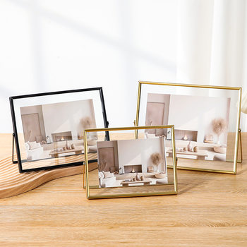 Cross-border metal horizontal glass photo frame photo table 6 inch 7 inch 8 inch graduation photo portrait frame creative decoration