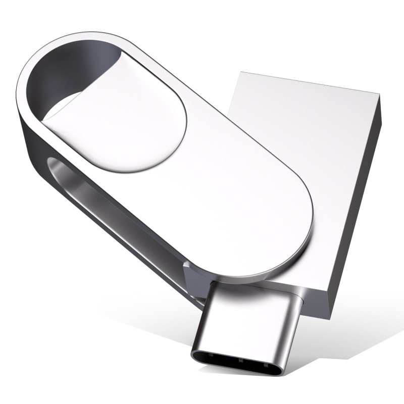 Metal Type-C Mobile Phone USB Flash Drive Laser Color Printing Corporate Gift Plug and Play USB Flash Drive Rotating USB Flash Drive