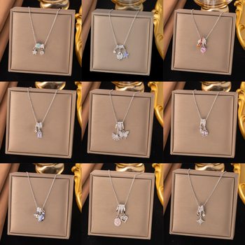 [New Style] Copper Plated 18K Gold Cross-Border Popular Heart Necklace for Women, Sparkling Zircon Pendant, Clavicle Chain Jewelry