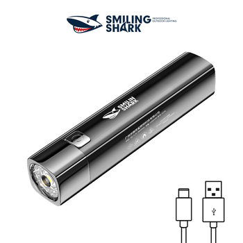 Smiling Shark Strong Light Portable Flashlight Rechargeable Mini Student Small Home Lamp Outdoor Remote LED Flashlight