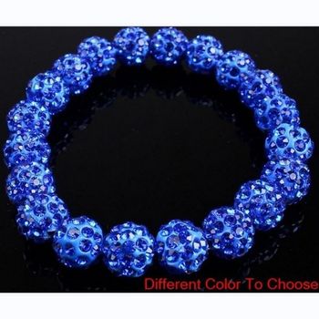 10Mmab Soft Clay Diamond Ball Elastic Cord Shambhala Bracelet Cross-Border Amazon Hip-Hop White and Red Baseball W743