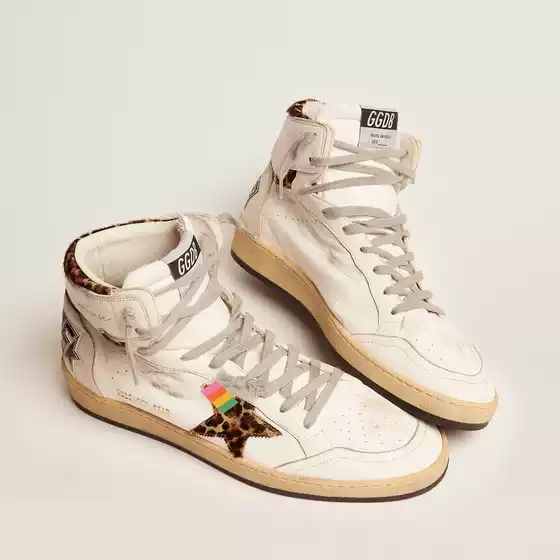 Foreign trade niche designer leopard print star high-top sneakers, vintage distressed thick-soled casual shoes, unisex and versatile