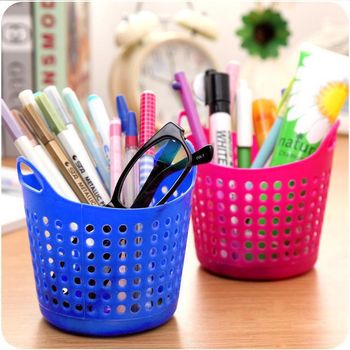 Storage Basket Desktop Small Basket Miscellaneous Blue Mini Simple Desktop Pen Storage Basket Plastic Pen Storage