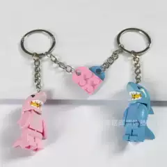 Compatible with Assembled Heart-Shaped Building Blocks, Batman Building Blocks, Keychain, Sharkman, Valentine's Day Gift, Marvel Batman