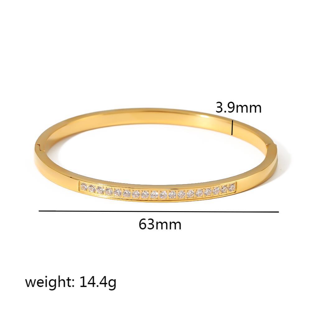 欧美轻奢风手镯六芒星卡扣手镯18k金不锈钢镶锆手镯高级感手饰女