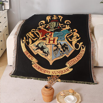 Hogwarts Harry Potter Blue School of Magic Blanket Thread Blanket Tapestries Decorative Blanket Sofa Blanket