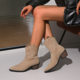 Cross-border foreign trade plus size short tube cowboy boots women 2024 new suede thick heel pointed V-mouth retro short boots women