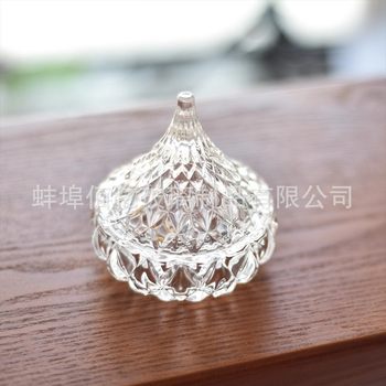 Internet Celebrity Recommends Export to Europe and the United States Diamond Small Pine Nut Water Drop Glass Sugar Jar Jewelry Box Sugar Jar Fruit Jar with Lid