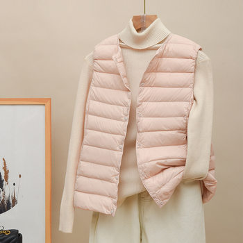 90 down 2025 New Women's down Jacket Liner Vest Lightweight High-Grade Lightweight V-Neck Round Neck White Duck down Inner Layer