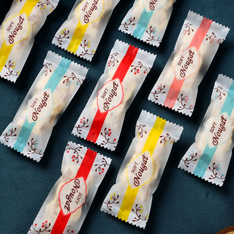 Nougat Packaging Bag Candy Milk Slice Candy Paper Baking Frosted Transparent Machine Sealed Bag Nougat Milk Jujube Packaging Bag