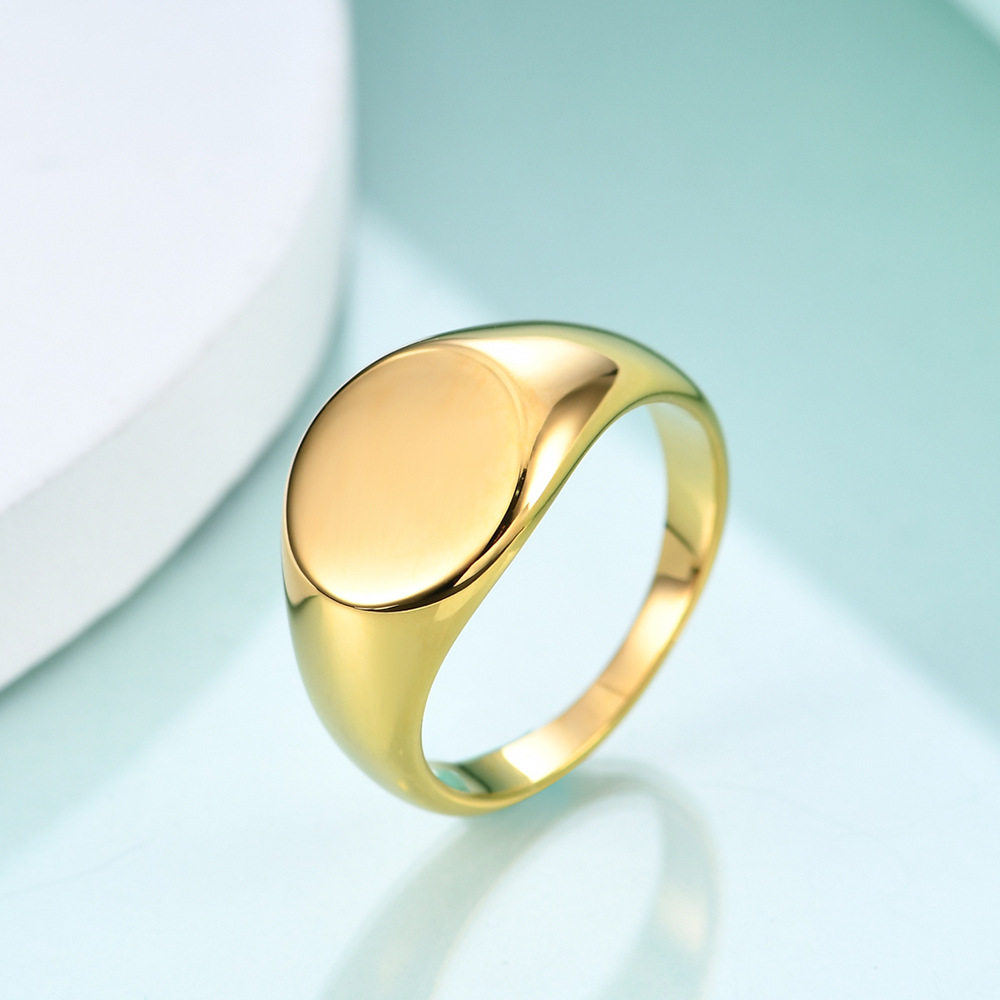 Stainless Steel Glossy Ring Ins Simple 12mm Titanium Steel 18K Gold Ring Couple Versatile Laser Logo Wholesale