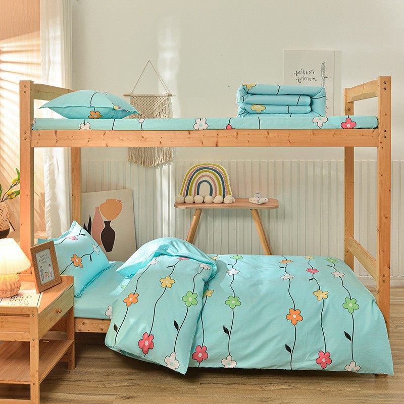 Student Dormitory Three-Piece Set, Four-Piece Set, Fitted Sheet, Pure Cotton, 1.5m Quilt Cover, Bed Sheet, School Bedding