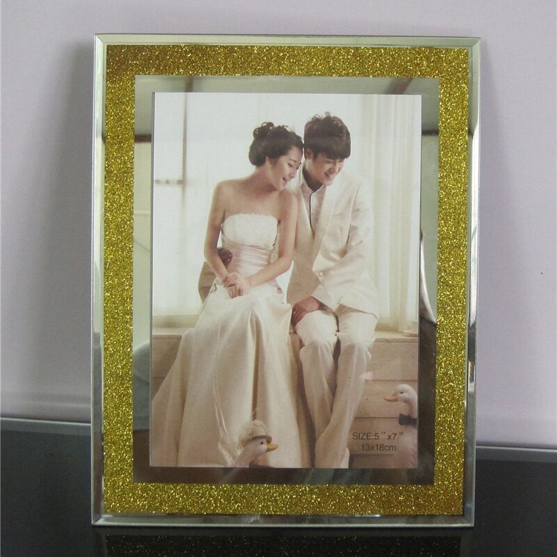 High-end light luxury flash silver powder A4 certificate frame crystal glass photo frame 6-inch Wedding Studio 7-inch home decoration table