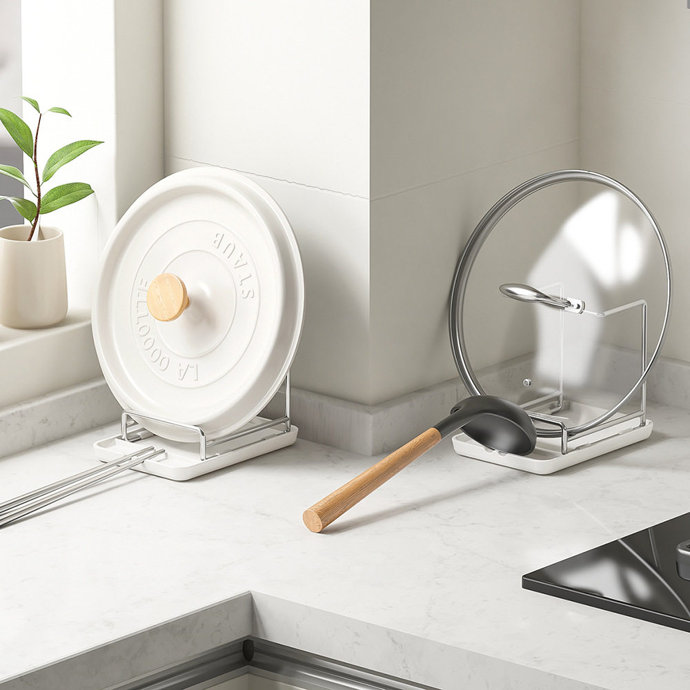 Kitchen Countertop Stainless Steel Pot Lid Storage Rack Household Spatula Thick Chopping Board Rack Chopstick Holder Multi-Purpose Drain Storage Rack
