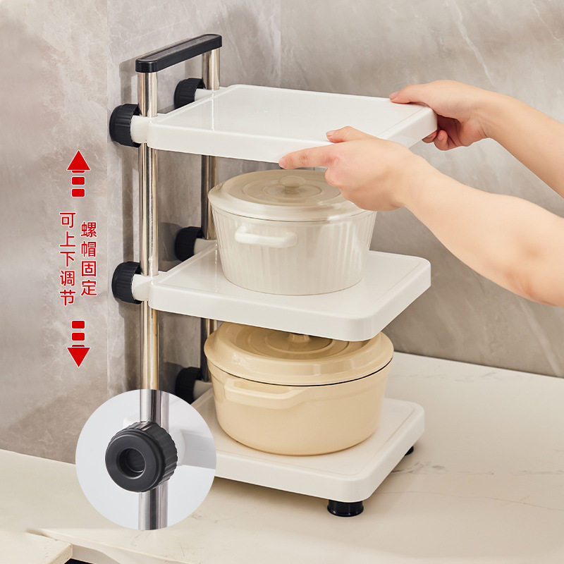 Kitchen multi-layer storage rack floor multi-functional storage rack household microwave oven pot storage display rack