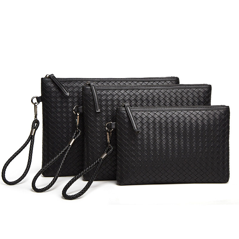 2022 New woven leather clutch men's wallet soft handbag large capacity mobile phone bag business underarm bag