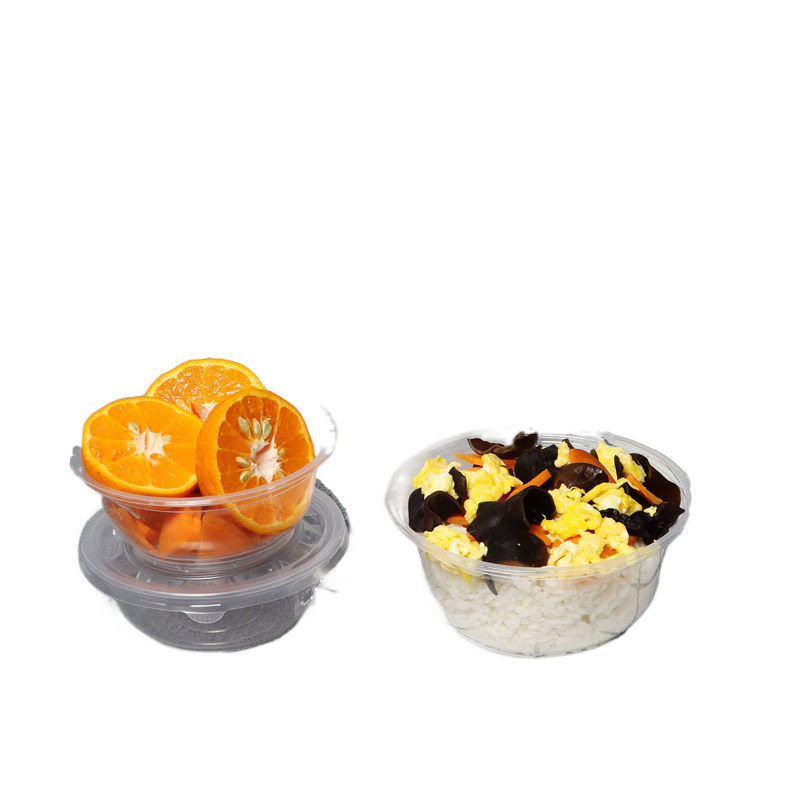 [600 only] Disposable Bowl Round Bowl with Lid Thickened Plastic Bowl for Commercial Restaurants...
