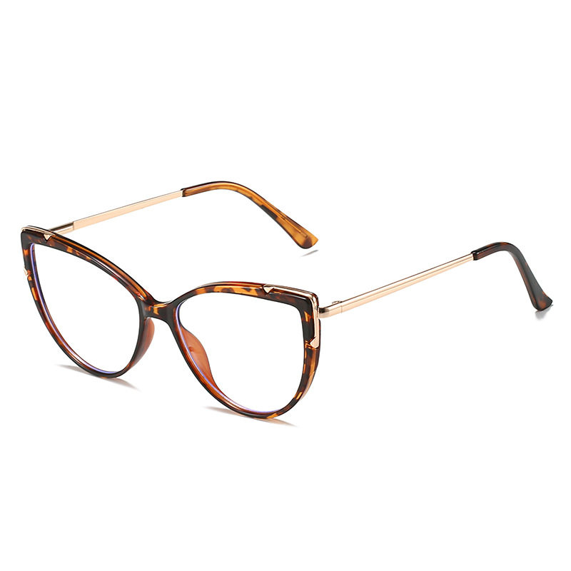 2022 fashion European and American anti-blue light flat glasses cat's eye European and American cross-border glasses TR frame glasses leg glasses frame