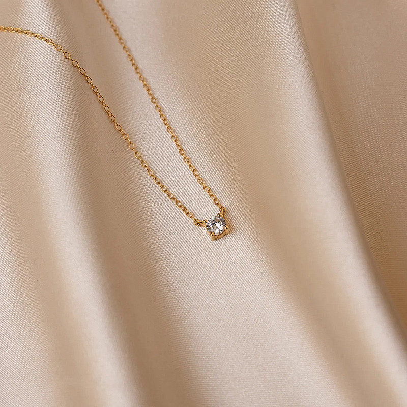 Korean Style Light Luxury Ins Fashion Diamond-encrusted Corrugated Collarbone Chain All-match Simple Niche Design Double Layer Imitation Zircon Necklace