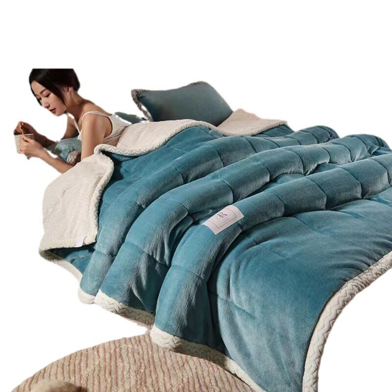 Cross-border Winter Warm Super Soft Blanket High-end Thickened Three-layer Blanket Velvet Blanket Nap Faleirong Bed Cover Blanket