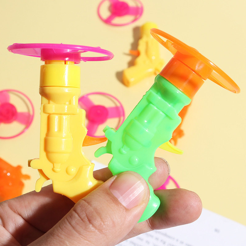 Torsion Gyro Creative Children Pistol Gyro Launching Rotating Small Gyro Rotating UFO Gyro Children's Toys