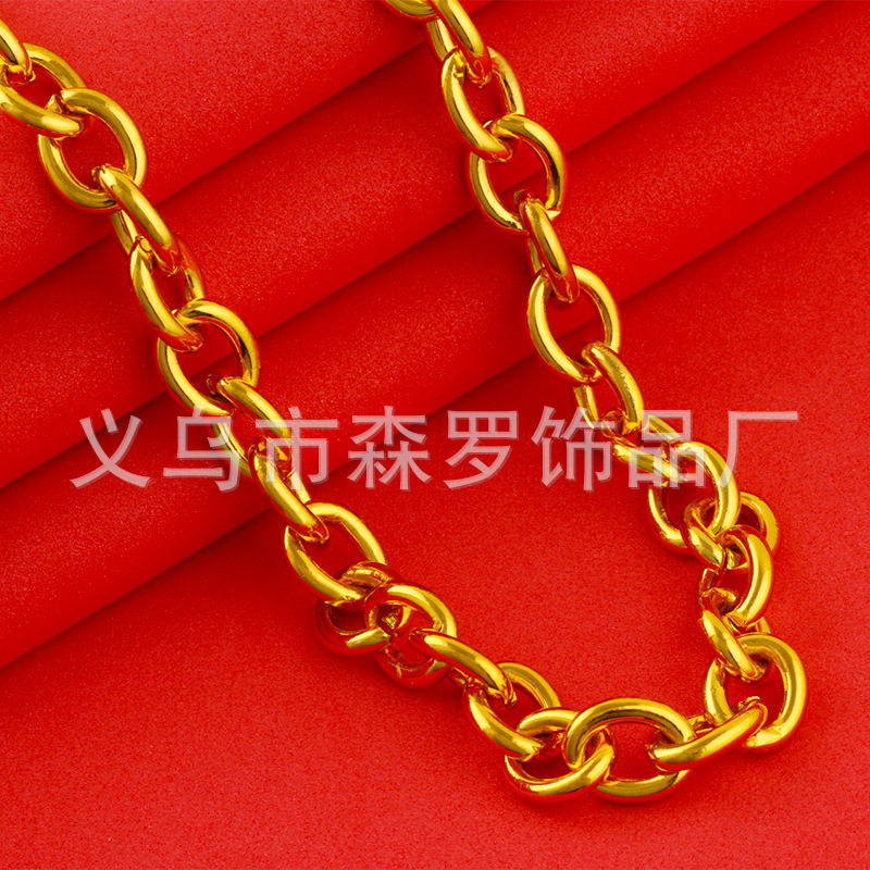 Оптовая продажа позолоченных 18-каратным золотом мужских цепочек, модные и эффектные, поставка для прямых трансляций, имитация золотых цепочек, рынок мужских цепочек на шею.