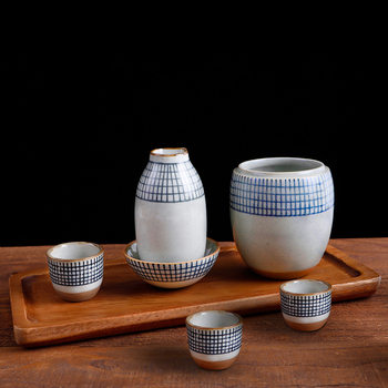 Japanese-style vintage creative hand-painted warm wine pot ceramic wine thermostat household wine ironing wine set clear wine pot wholesale