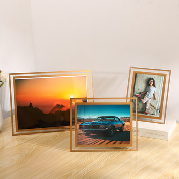 Simple high-grade crystal glass photo frame 78 inch A5A4 photo display frame table transparent scenic wedding gift frame