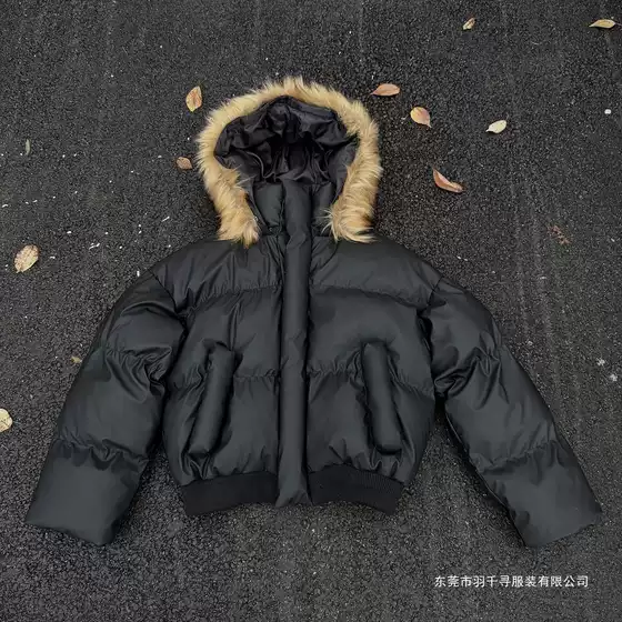 Men's Thickened Cotton-Padded Jacket with Large Fur Collar and Hood, Warm Cotton Coat